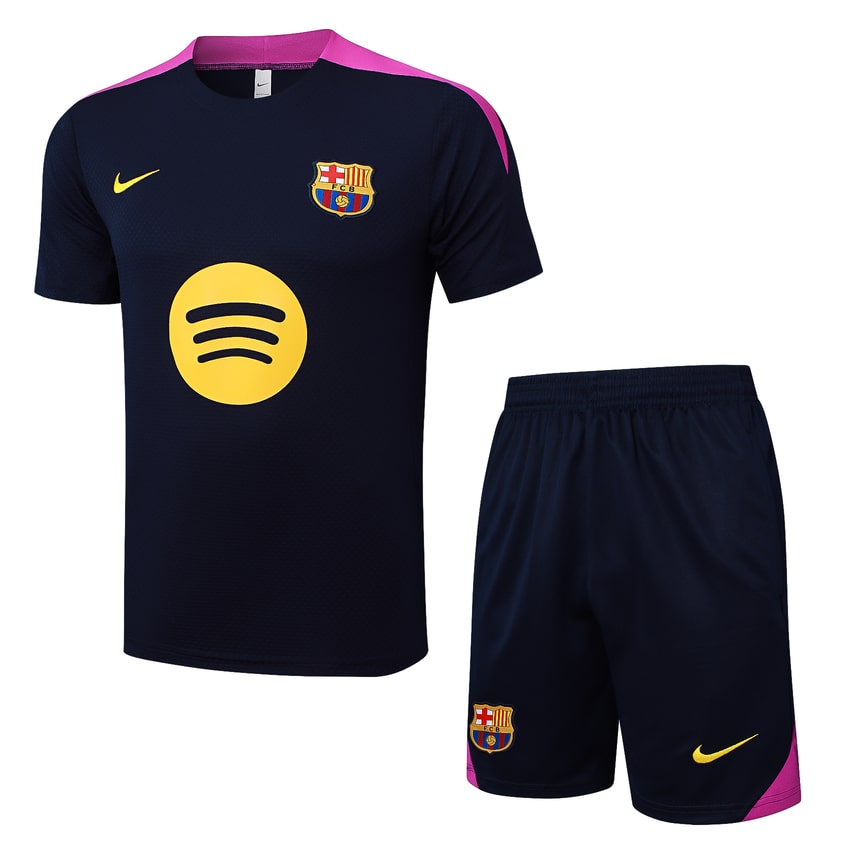 Ensemble Maillot Short Barca 2024 2025 Bleu Rose