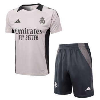 Ensemble Maillot Short Real Madrid 2024 2025 Gris Rosé