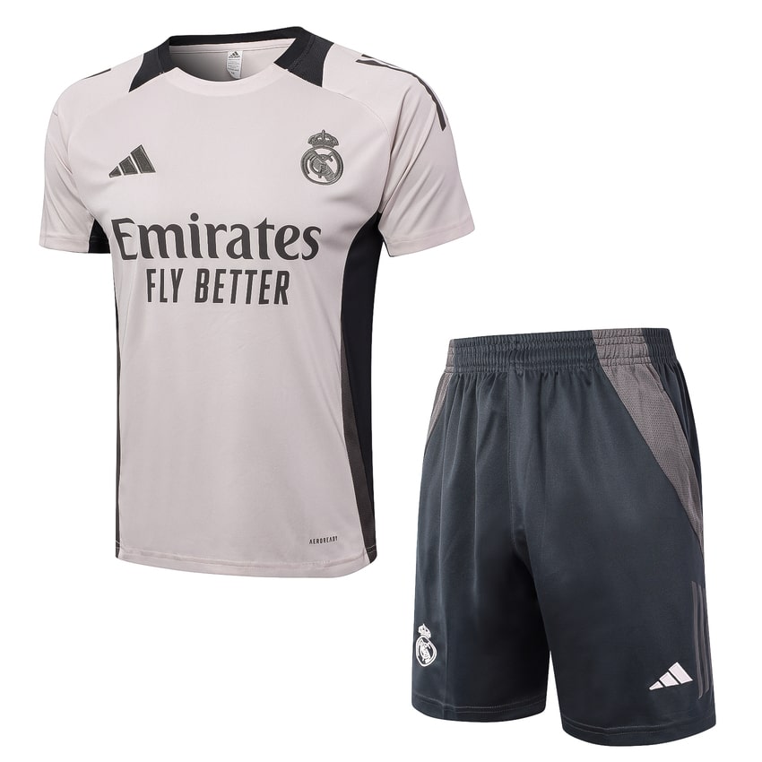 Ensemble Maillot Short Real Madrid 2024 2025 Gris Rosé