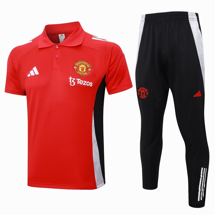 Survetement Manchester United Polo 2024 2025 Rouge Clair